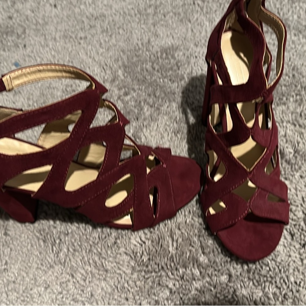 Elegant Burgundy Strappy Heels